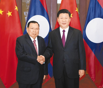 5月30日，中共中央總書記、國家主席習近平在北京同來華訪問的老撾人民革命黨中央總書記、國家主席本揚舉行會談。  　　新華社記者 李學仁攝