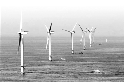 海上風(fēng)電場示意圖。（資料圖片）