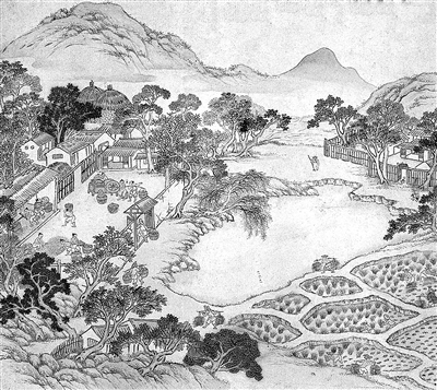 明朝畫家文徵明繪《食盈豐收圖》。（資料圖片）