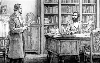 《寫作〈共產(chǎn)黨宣言〉》(中國畫)苗再新 作