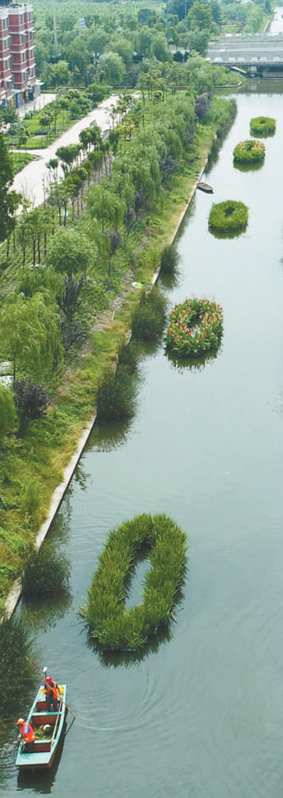 江蘇省海安縣城東鎮(zhèn)洋蠻村河道清理工正在整治河道。 　　仇穩(wěn)山攝（人民視覺(jué)）