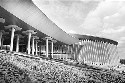 圖為近日，園林工人在國(guó)家會(huì)展中心（上海）南廣場(chǎng)進(jìn)博會(huì)鮮花裝飾草坪上施工，迎接即將開(kāi)幕的第三屆中國(guó)國(guó)際進(jìn)口博覽會(huì)。新華社記者 方喆 攝