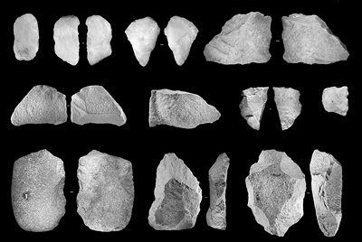 圖為河南魯山地區(qū)考古發(fā)掘出的舊石器時(shí)期石制品。 新華社發(fā)